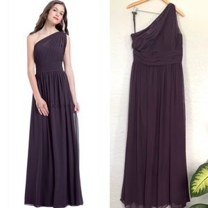 Bill Levkoff Plum One Shoulder Gown